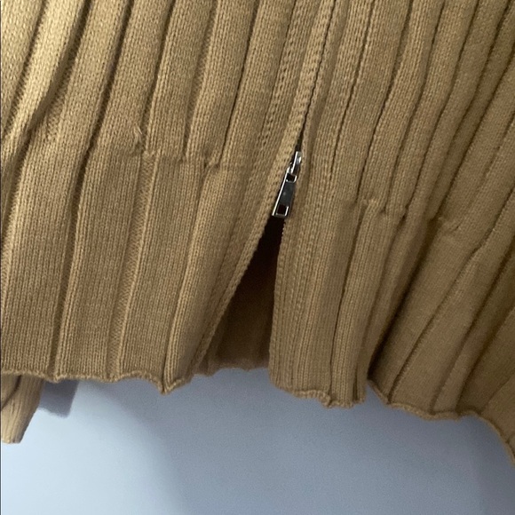 Fashion Tan Ribbed Zip-Up Sweater Size XXL - Picture 5 of 8